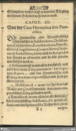 Caput II. Von der Cura Hermetica sive Paracelsica