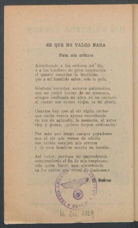 Sé que no valgo nada : Para mis críticos