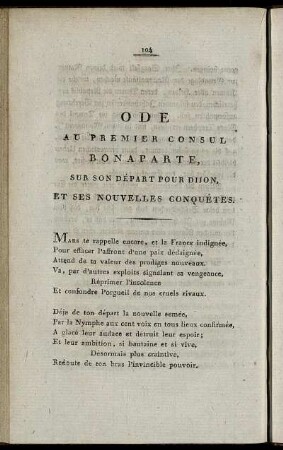 Ode Au Premier Consul Bonaparte, ...