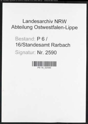 Sterberegister Standesamt Rarbach
