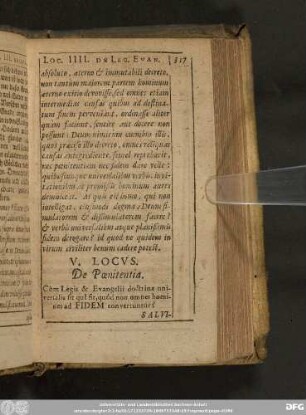 V. Locus. De Poenitentia.