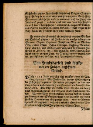 Von Fruchtbarkeit und fortkommen der Früchte auff Erden kürtzlich.