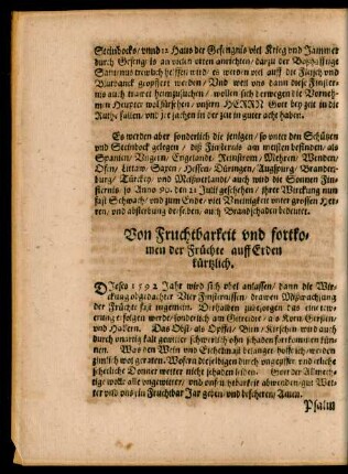 Von Fruchtbarkeit und fortkommen der Früchte auff Erden kürtzlich.