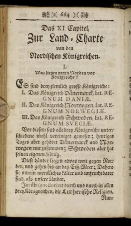 Das XI. Capitel. Zur Land-Charte von den Nordischen Königreichen.