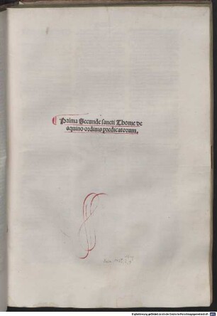 ... pars summe sacre theologie angelici Doctoris sancti Thome de Aquino, 2,1