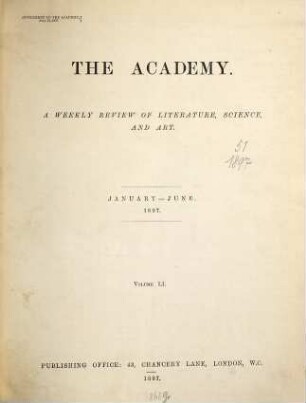 The academy. 51. 1897