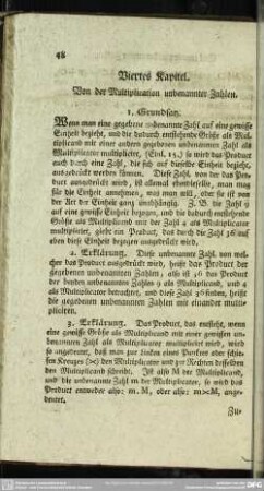 Viertes Kapitel. Von der Multiplication unbenannter Zahlen