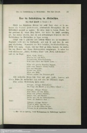 Über die Volksdichtung im Meißnischen