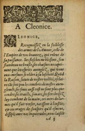Livre premier des Remedes contre l'Amour