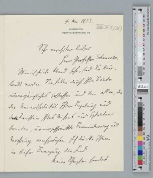 Brief an Fritz Schumacher