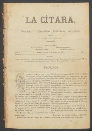 1873,1,1: tomo 1, núm. 1 (7 de junio de 1873)