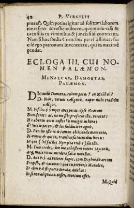Ecloga III. Cui Nomen Palæmon.