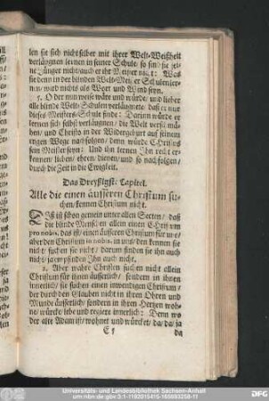 Das Dreyßigste Capitel. Alle die einen äusseren Christum suchen, kennen Christum nicht.