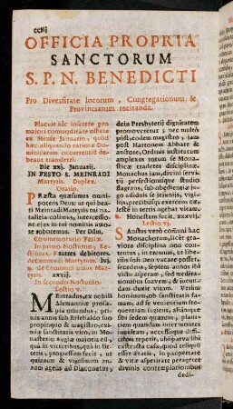 cclii-cclxxxvi, Officia Propria Sanctorum S.P.N. Benedicti