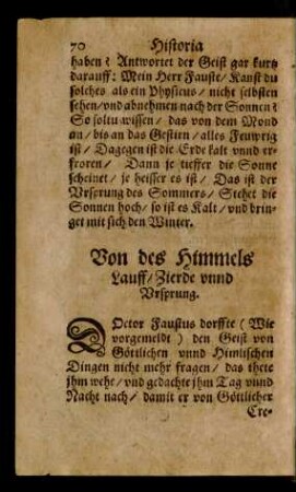 Von des Himmels Lauff/ Zierde unnd Ursprung.