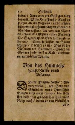 Von des Himmels Lauff/ Zierde unnd Ursprung.