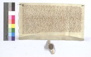 Heinz und Hermann, Gebrüder von Niefern (Nievern), verkaufen an Pela, Conrad Legellins von Pforzheim Tochter, 1 Pfund Heller jährliche Gült aus etlichen Gütern in Niefern (Nievern).