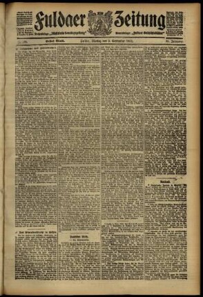 Erste Ausgabe vom Montag, den 02. September 1912.