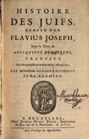 Histoire des Juifs, 1 (1701)
