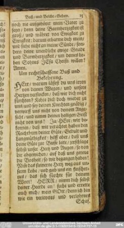Um rechtschaffene Buß und Bekehrung.