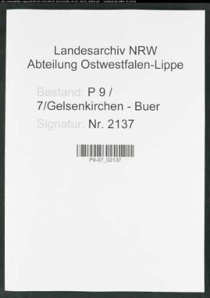 Sterberegister Standesamt Gelsenkirchen-Buer