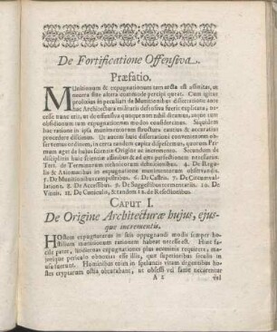 De Fortificatione Offensiva. Præfatio.