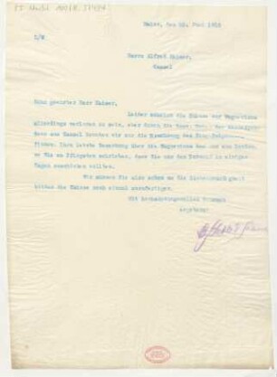 Brief an Alfred Kaiser : 10.06.1913