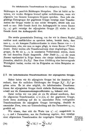 § 2. Die infinitesimalen Transformationen der adjungierten Gruppe.