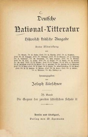 Die Gegner der zweiten schlesischen Schule, 2. Ch. Weise, B. H. Brockes, Fr. H. L. Freiherr von Canitz, B. Neukirch, Ch. Wernike