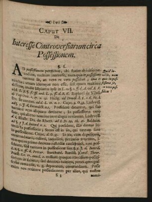 Caput VII. De Interesse Controversiarum circa Possessionem.