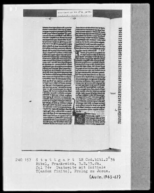 Bibel — Initiale T(andem finito), Folio 74verso