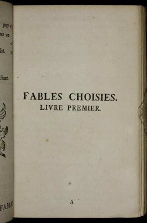 Fables Choisies. Livre premier.