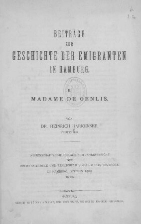 2: Madame de Genlis