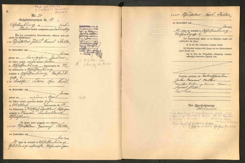 Standesamtsbuch der Stadt Aschaffenburg: Eheschließungen 252/1930 - 130/1931