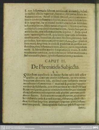 Caput II. De Phrenitidis Subiecto