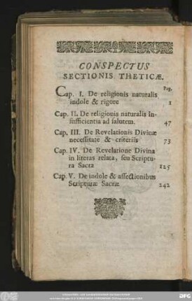 Conspectus Sectionis Thetica.
