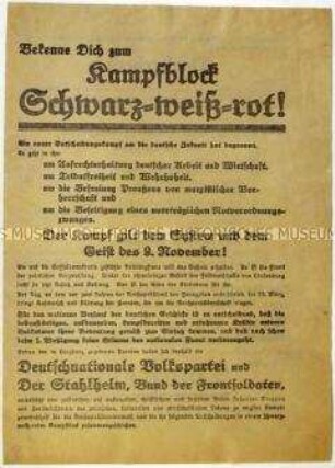 Aufruf des Stahlhelm zur Wahl von Theodor Duesterberg zum Reichspräsidenten 1932
