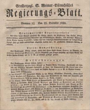 Nr. 15 : 29. December 1820