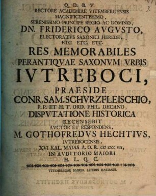 Res memorabiles perantiquae Saxonum urbis Iuterboci