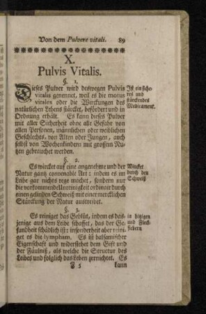 X. Pulvis Vitalis.