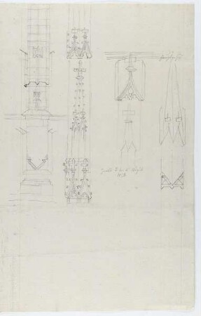 Magdeburg. Pilaster mit Kopfkonsole und Baldachin, Wimperge und Fialen
