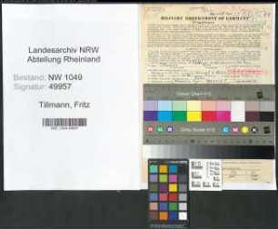 Entnazifizierung Fritz Tillmann , geb. 01.11.1874 (Arzt)