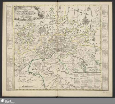 Accurate Geograph. Delineation Des In Dem Meisnischen Creisse Liegenden Ammtes Senftenberg : Nebst Allen Daran Grentzenden Aemmtern, Herrschaften Und Gegenden