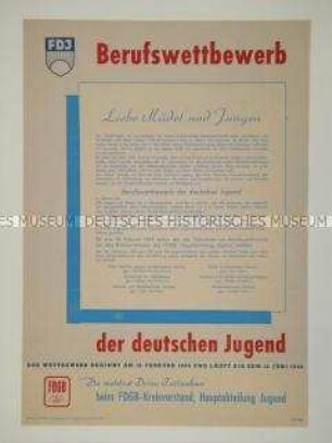 Maueranschlag des FDGB Königsbrück mit einem Aufruf zum "Berufswettbewerb der deutschen Jugend"