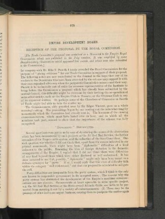 Reception of the Propossal by the Royal Commission.