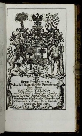Herr Christian,...von Nettelbla[...] - Herr Ioh. Wilhelm Summermann[...]