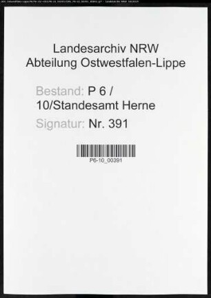 Sterberegister Standesamt Herne