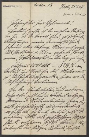 Brief an Ludwig Strecker  und B. Schott's Söhne : 25.01.1907