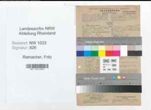 Entnazifizierung Fritz Ramacher , geb. 24.11.1921 ()