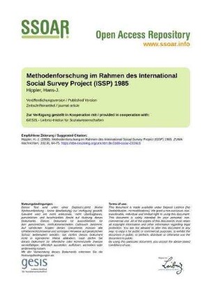 Methodenforschung im Rahmen des International Social Survey Project (ISSP) 1985